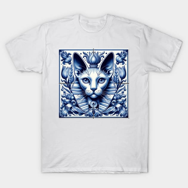 Delft Tile With Sphinx Cat No.5 T-Shirt by artnook